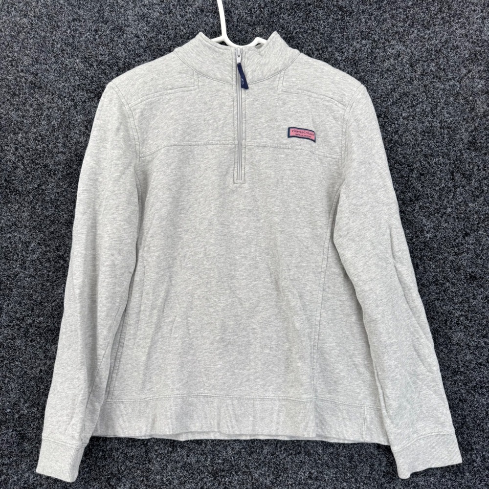 Vineyard Vines Mens Large Gray Cotton Quarter Zip Pullover Sweatshirt RN134578